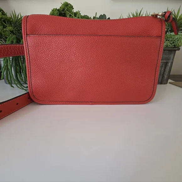 Coach Pennie Crossbody Bag With Coin Purse Mango Red Pebbled Leather-NWOT - Picture 5 of 14